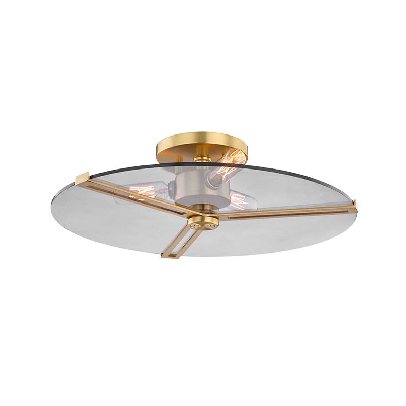 3 Lights Clear Glass Ceiling Lamp Colonialism Chrome/Gold Disk Bedroom Semi Flush Mount Light Fixture