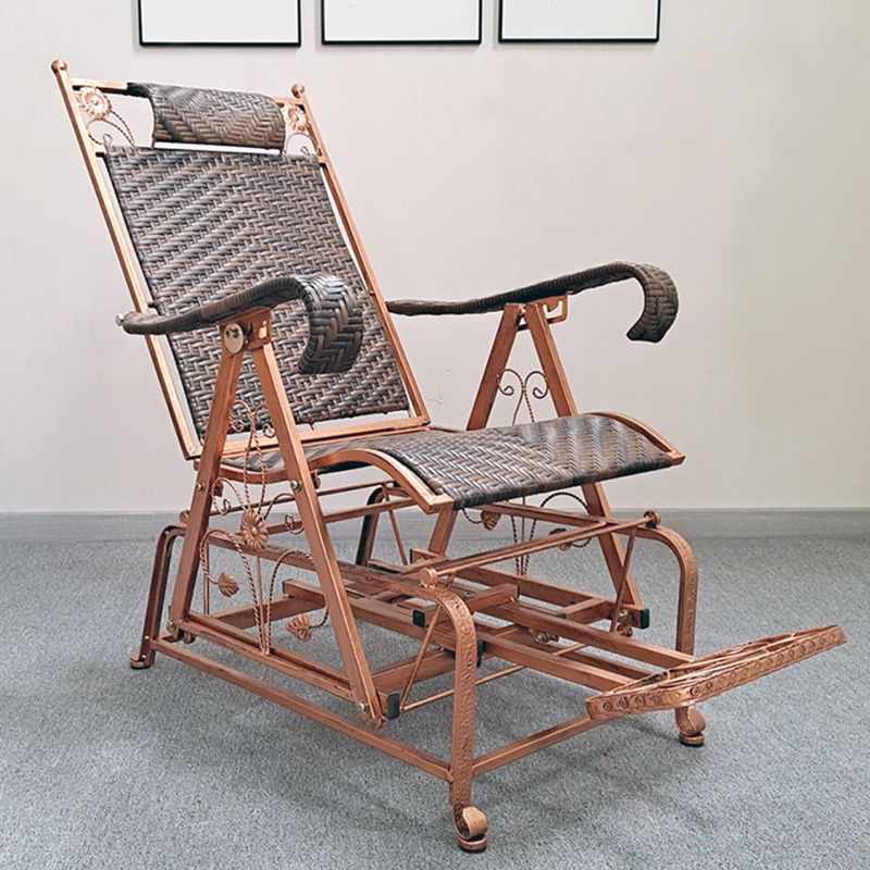 Modern Rocker Wicker Woven Rope Weather-Resistant Recliner Chair