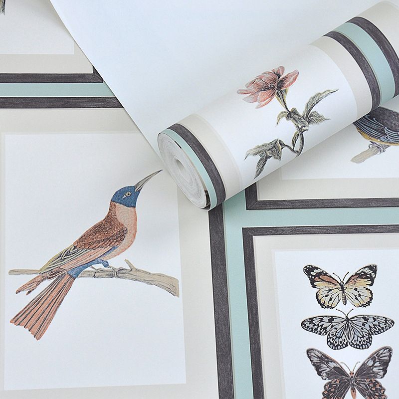 Flower and Bird Wallpaper Photo Frame 20.5"W x 33'L Non-Pasted Water-Resistant Wall Decor