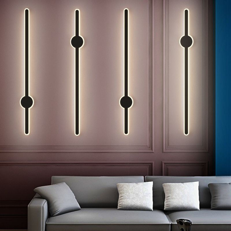 Simplicity Bar Shaped Vanity Lamp Metal Bathroom LED Wall Sconce Light in Black