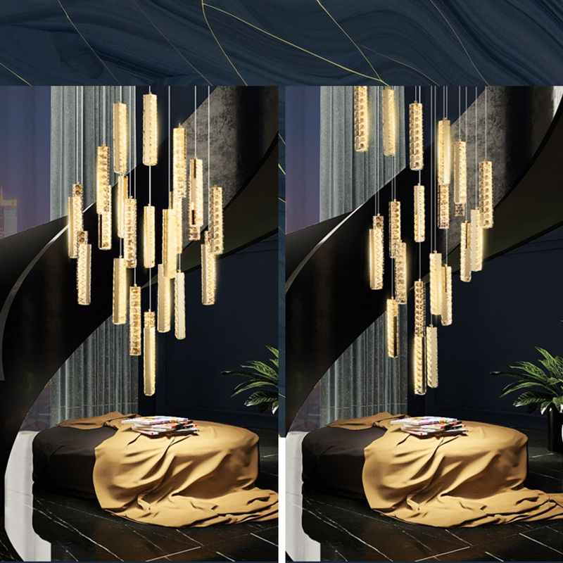 Lineaire hangende verlichtingsarmaturen Moderne eenvoudige K9 Crystal Plafond Pendant voor restaurant