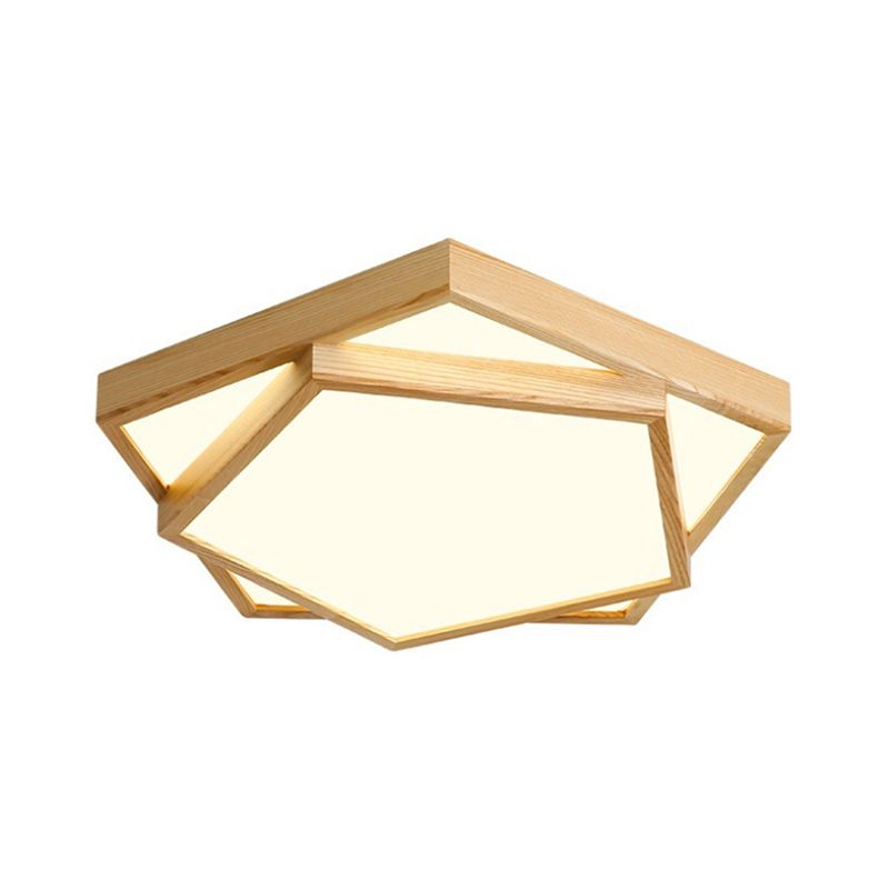 14 "/18" /21.5 " Wide Modern Pentagon Wooden Flush Mount Massimale Lampada 1 - Light LED Pendant Light Fixture in Warm / White Light