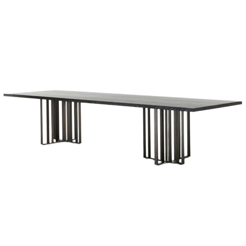 Industrial Style Furniture Double Pedestal Pine Solid Wood Dining Site Table