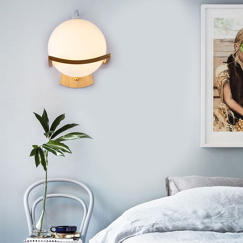 Nordic Postmodern Ball Single Head Glass Led White Wall Lamp