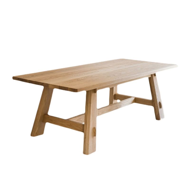 Modern Pine Wood Table for Restaurant Rectangle Kitchen Table with Trestle Base