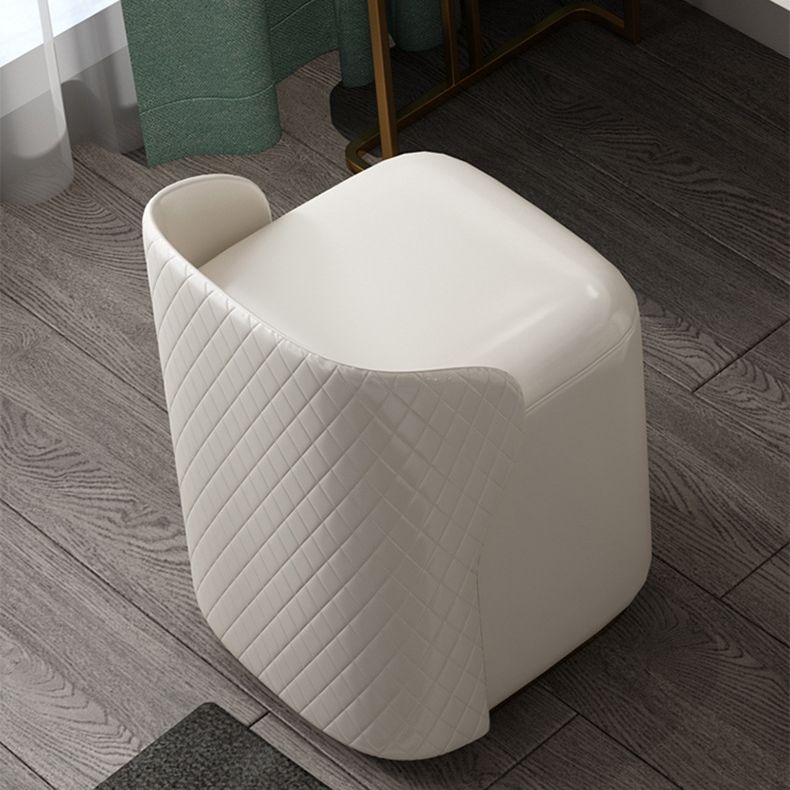 5 Drawer Vanity Desk White 30.7" H Faux Leather Makeup Vanity