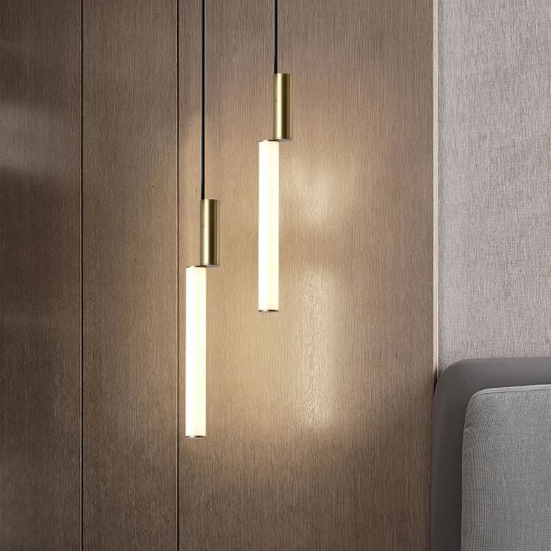 Cylindrical Hanging Ceiling Light Modern Acrylic LED Bedroom Suspended Lighting Fixture