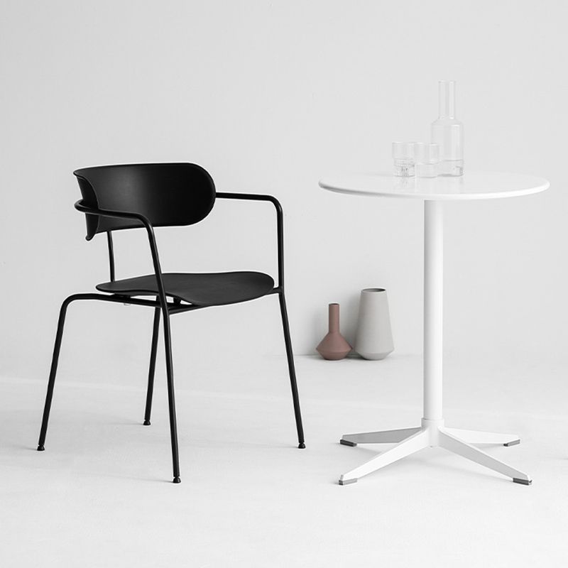 Contemporary Style Arm Chair Plastic Open Back Side Chair with Metal Base