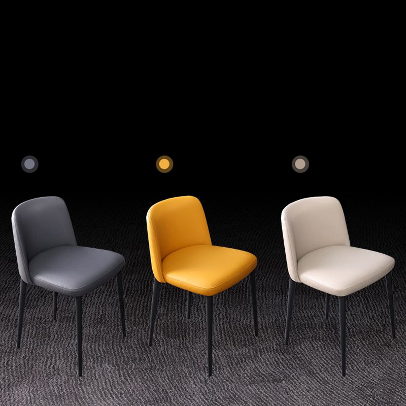 Sillas de comedor de cuero de estilo minimalista Sillas laterales sin brazos con respaldo sólido (juego de 2)