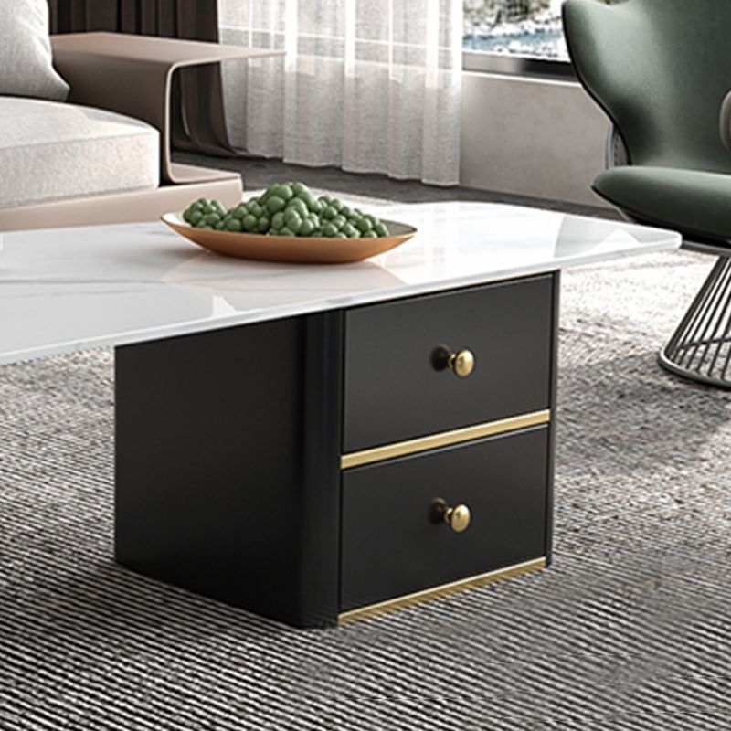 Glam Geometric Coffee Table Slate Top Cocktail Table for Living Room