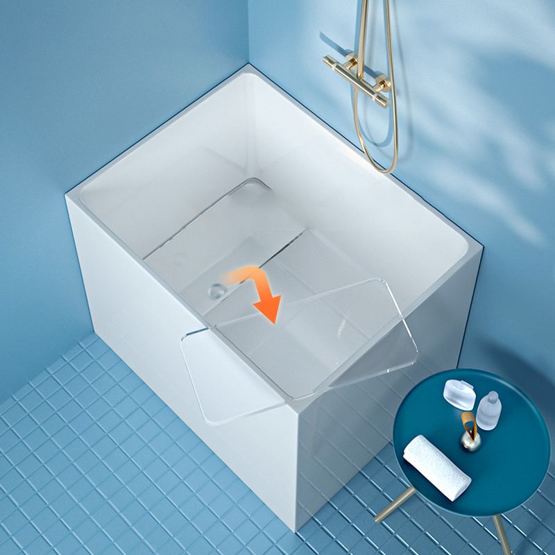 Modern Rectangle White Bathtub Acrylic Back to Wall with Drain Bath Tub