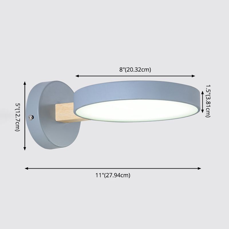 Modern Minimalist Circular LED Wall Lamp Wrought Iron Macaron Wall Light with Acrylic Shade