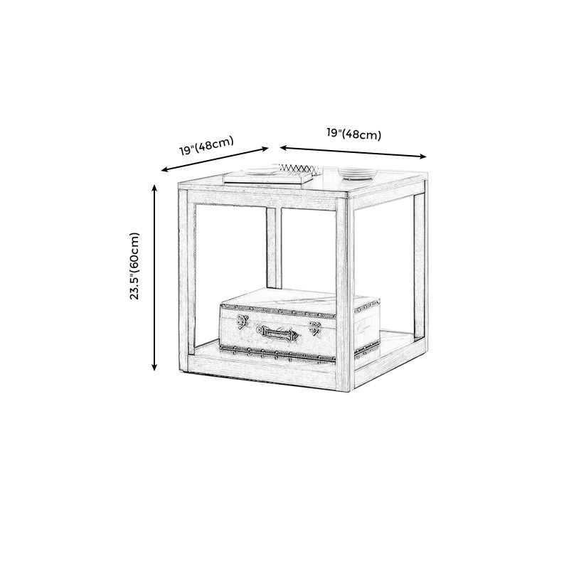 Tradional Wood End Table Double Tier Sofa Side Table for Living Room