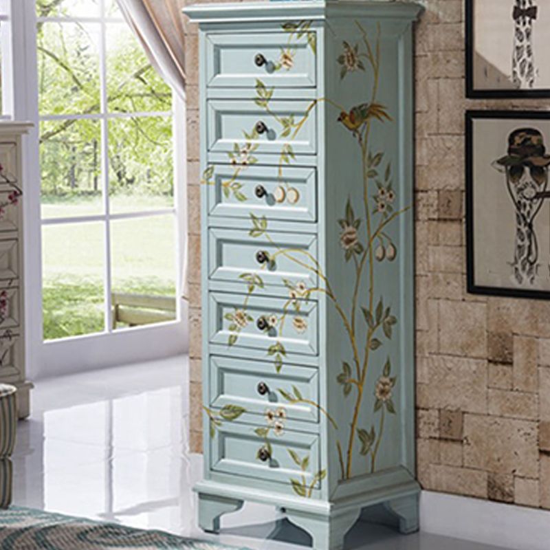 Traditional Vertical Bedroom Chest Solid Pine Storage Chest with Drawers