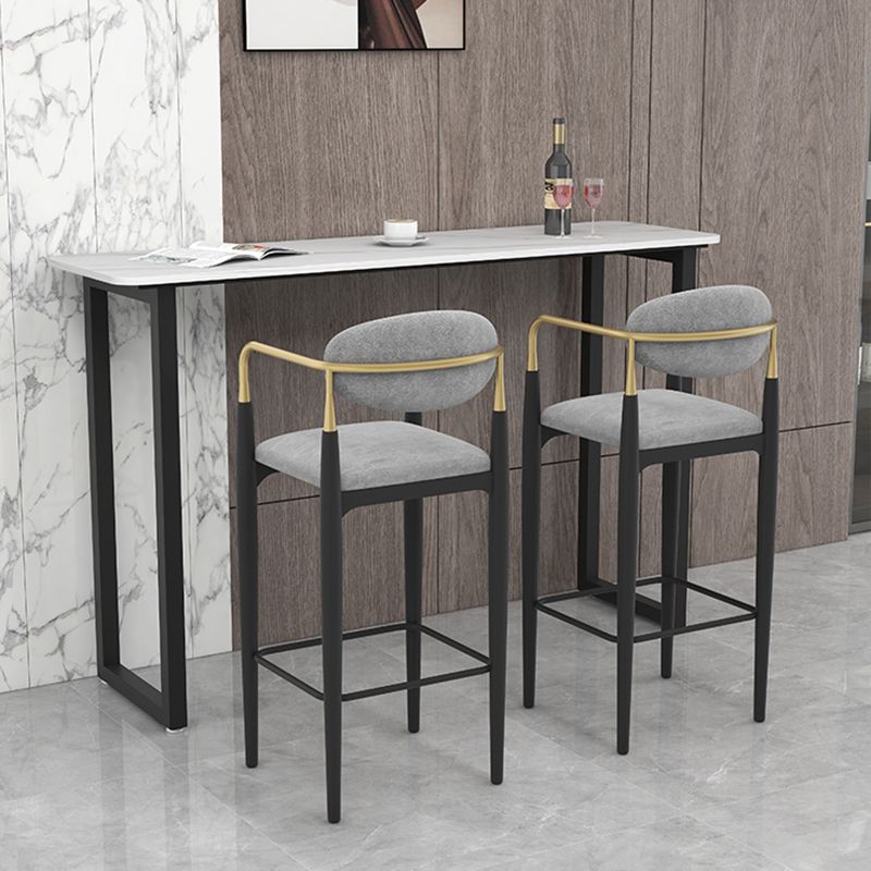 Scandinavian Upholstered Metal Counter Stools Low Back Bar Stools with 4 Legs