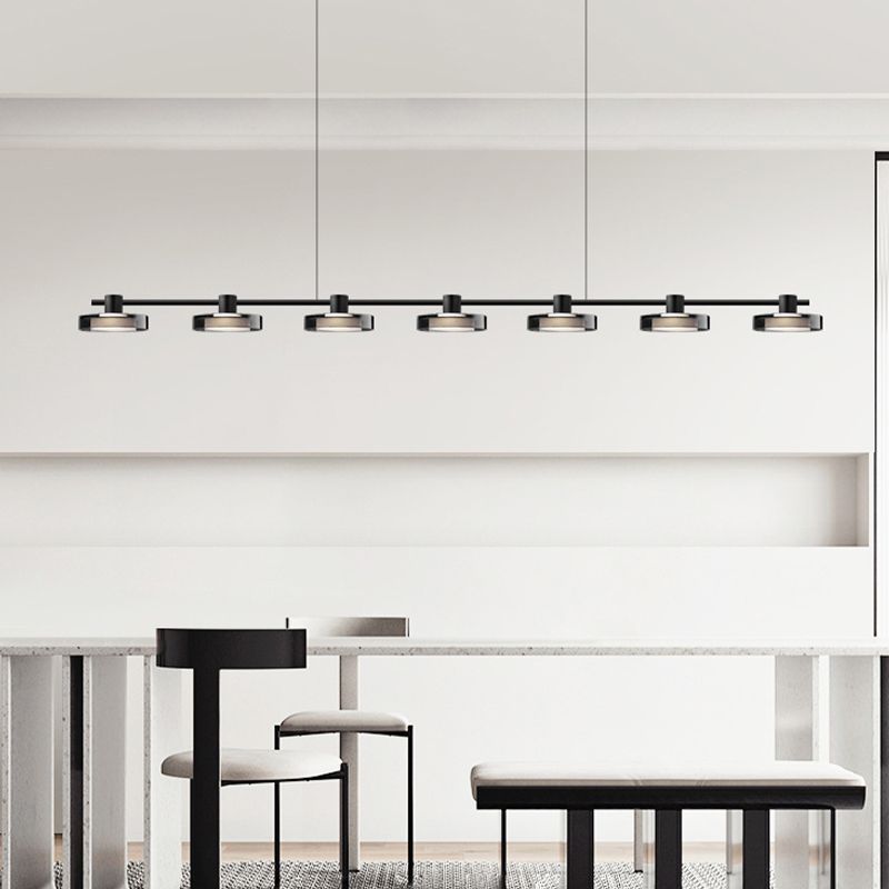 Unique Shape Hanging Lamp Modern Island Lights in Black for Dining Room