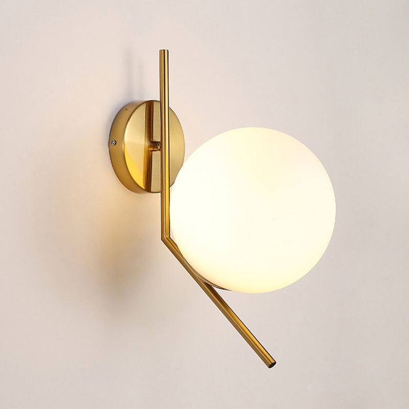 Nordic Postmodern Simple Art Glass Ball 1 Head Milk White Wall Lamp