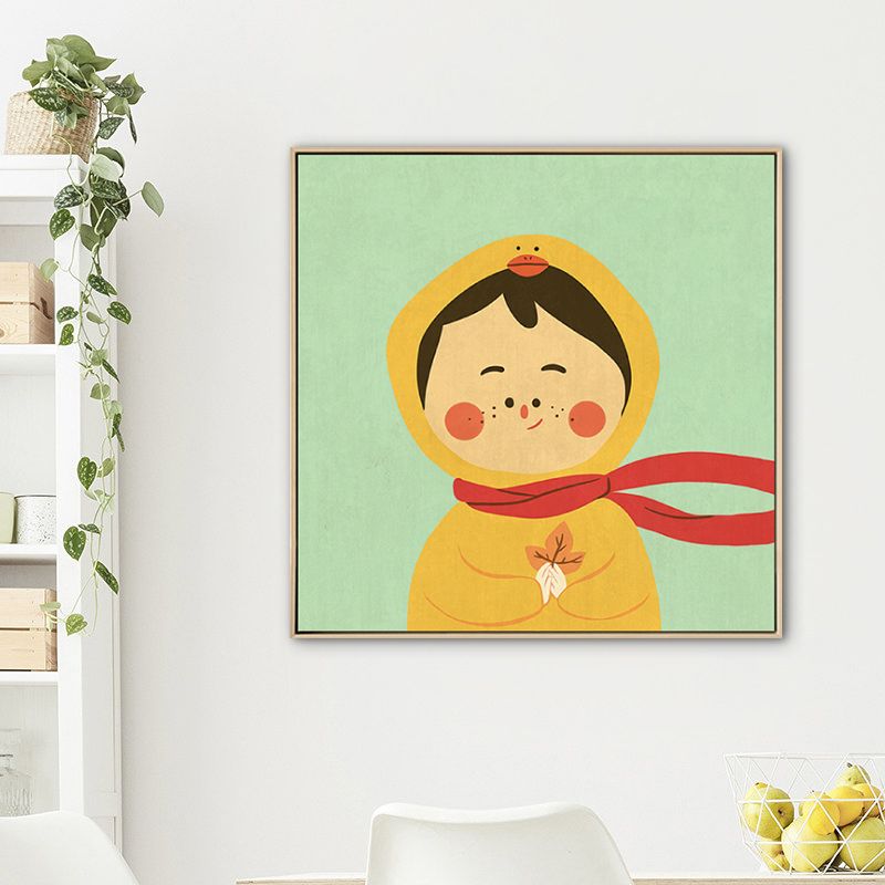 Kids Winter Clothing Wall Art Canvas Textured Soft Color Wall Decor for Kindergarten