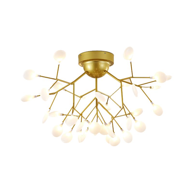Nordic Heracleum Flush Light Fixture Metal Living Room LED Ceiling Flush Mount in Brass