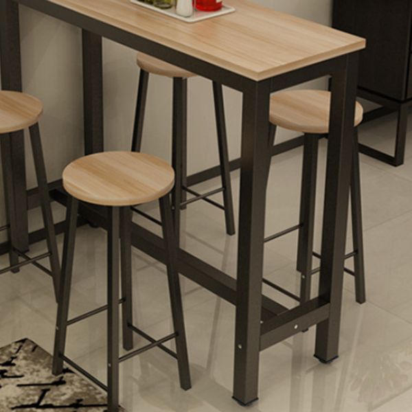 Modern Style Rectangle Bar Table Wood Bistro Bar Desk with Trestle Base