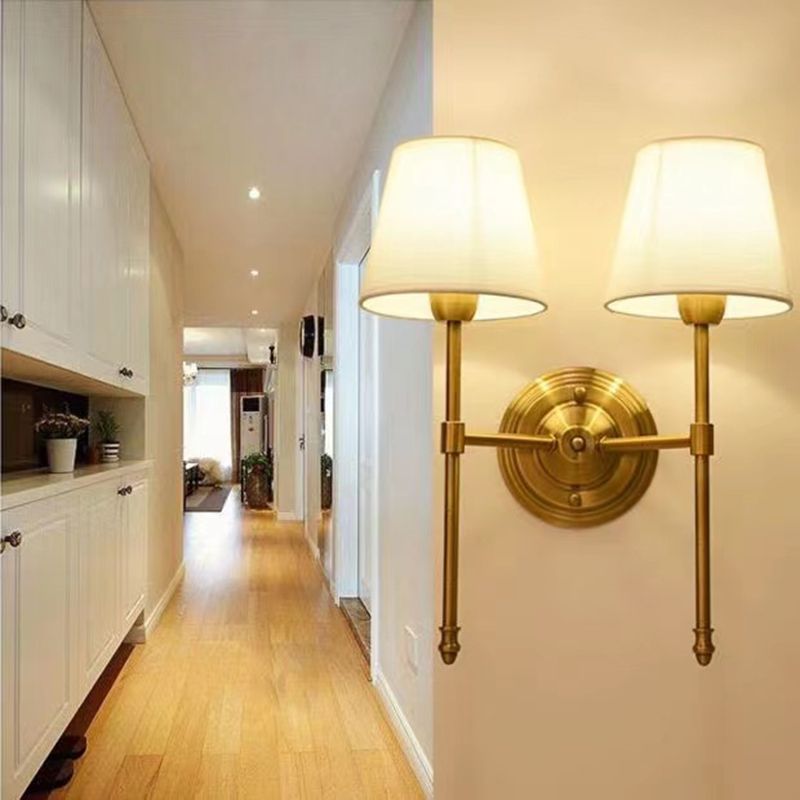 Nordic Style Iron Vanity Light Fabric Shade Vanity Lamp for Shower Room