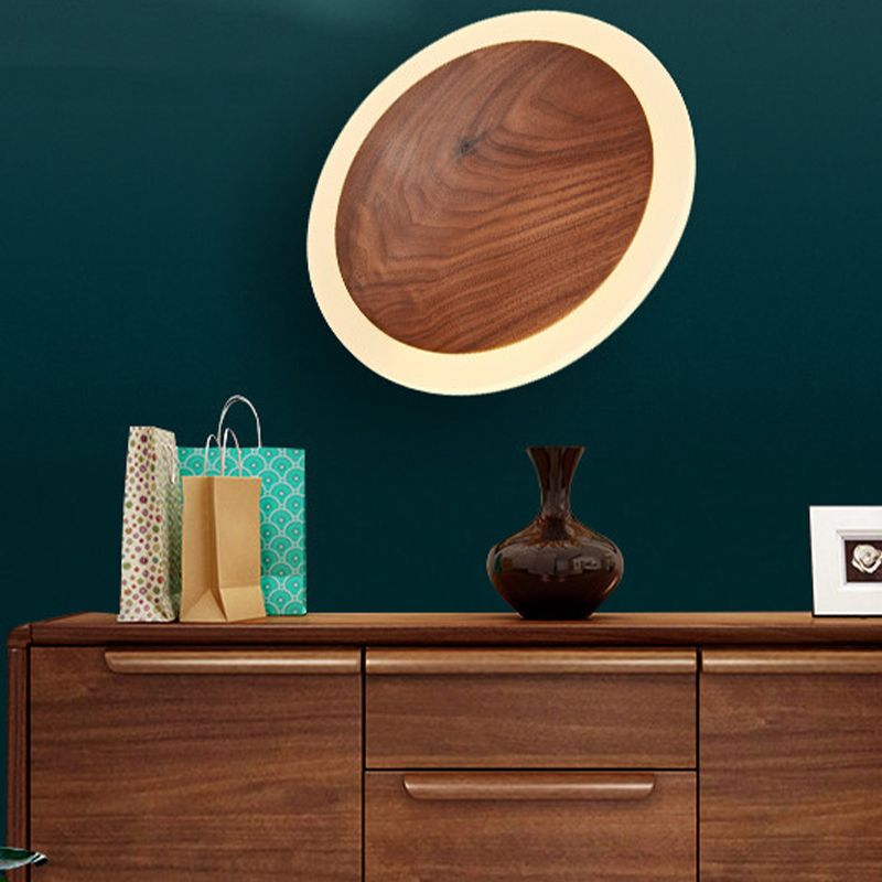 Geometric Shape Wood Wall Light Fixture Modern Style Wall Lamp for Living Room