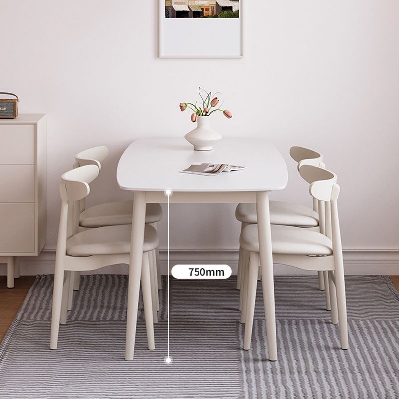 Modern Style 1/4/5/7 Pieces Dining Room Table Rectangle Stone Furniture in White