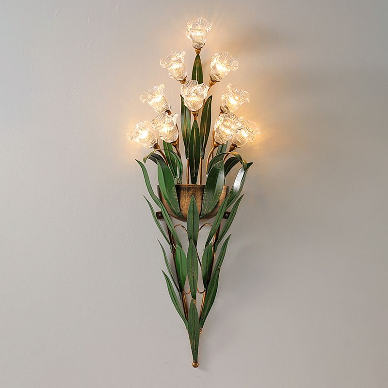 Modern Style Wall Lamp Flower Shape Wall Mount Lamp with Glass Shade for Bedroom