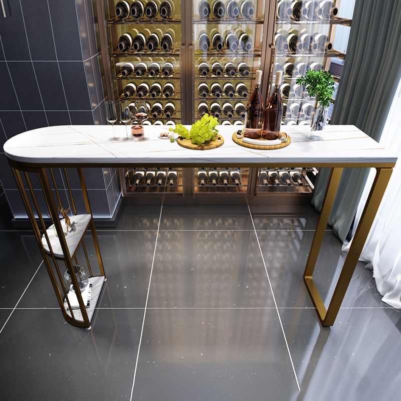 Modern White Sintered Stone Table Metal Base Table for Kitchen Living Room