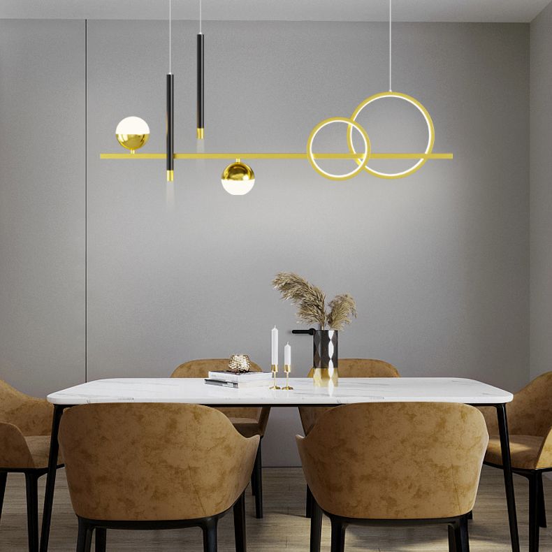 Luce a sospensione lineare dell'isola lineare in alluminio in moderna luce del soffitto in ferro battuto in stile nordico con ombra acrilica