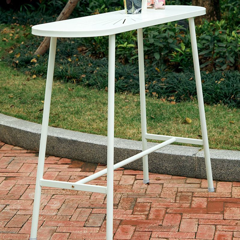 Industrial Outdoor Oval Bar Dining Table Metal Bar Table with Trestle Base