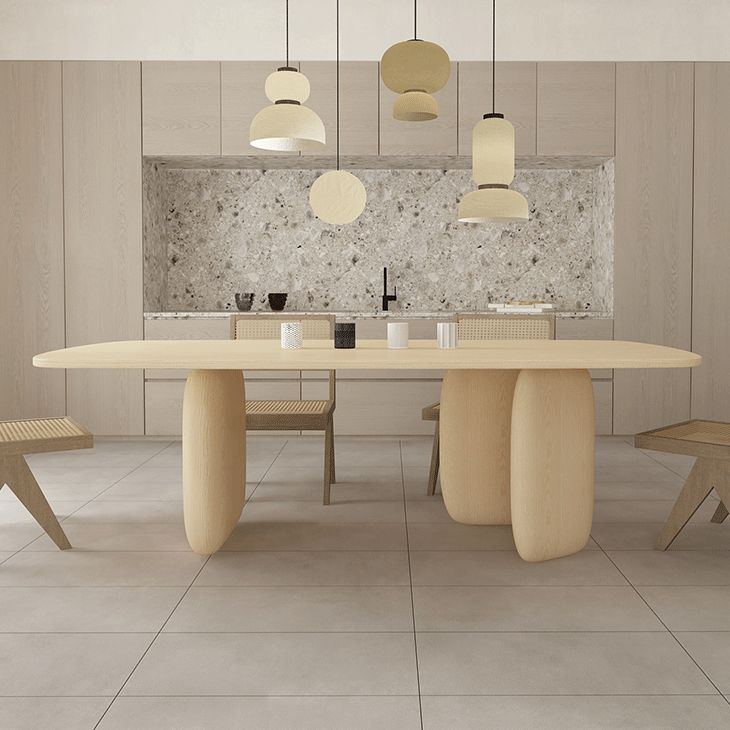 Contemporary Rectangle Dinner Table Dining Room Solid Wood Dining Table
