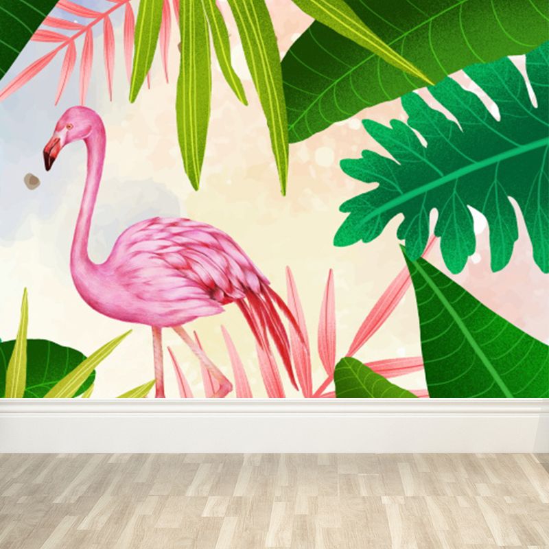 Big Field Flamingo Mural Wallpaper Decorative Tropical Living Room Wall Covering