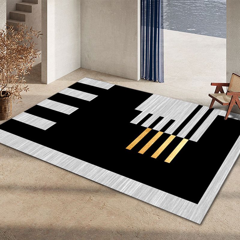 Tapis graphique en vert foncé Rapis graphique Polyester Tapis résistant aux taches pour la décoration intérieure