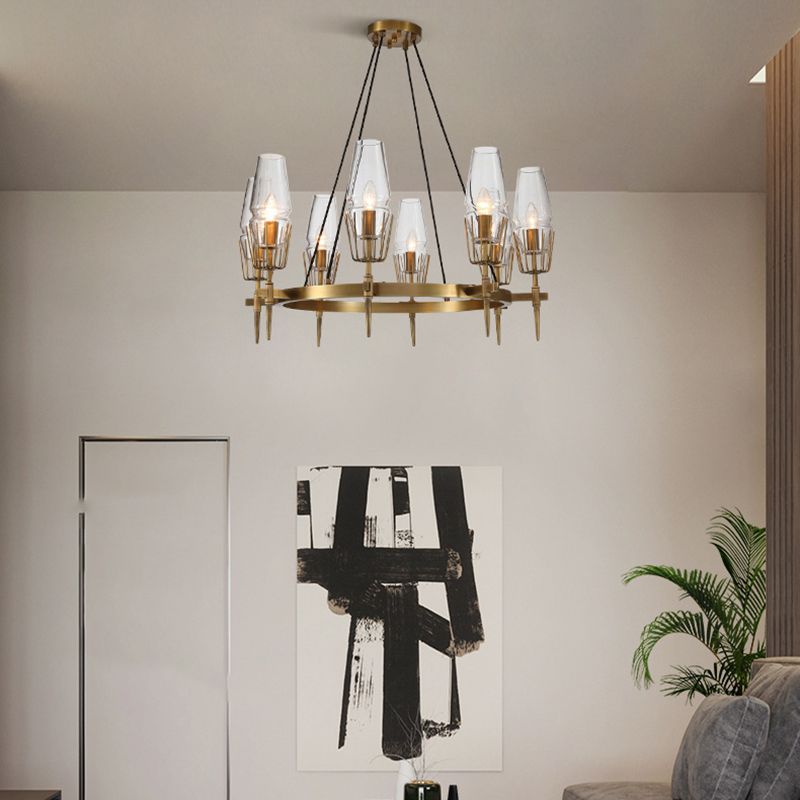 Duidelijke glas 8-lichts hangende plafondlampen radiale moderne stijl kroonluchter lamparmaturen