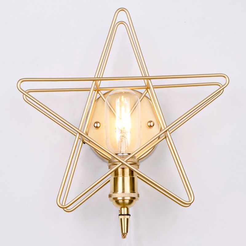 Modernist Wall Sconce Star-Shade Sconce Light with Metal for Bedroom