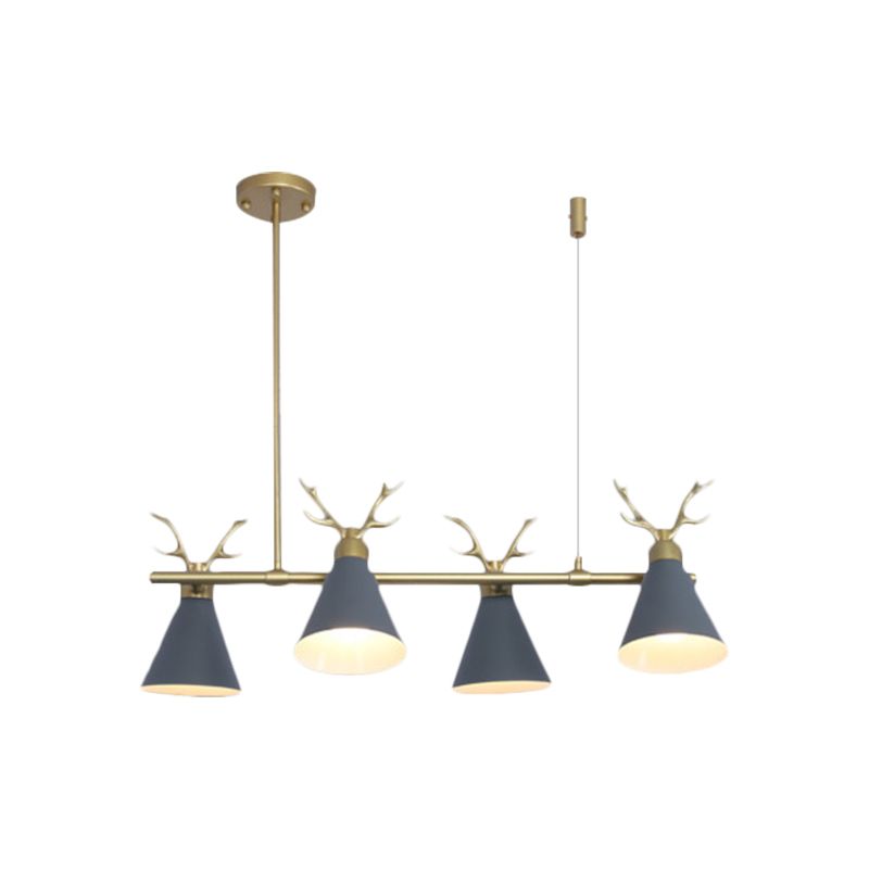 Restaurant Antler Design Island Lighting Metal Triple Light Nordic Black/Gray/White Chandelier