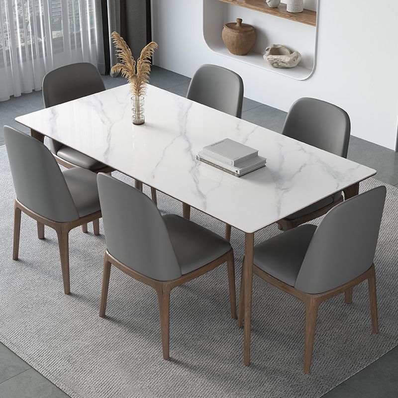 Mid-Century Dining Room Table Rectangle Stone Dinette Table for Dining Room