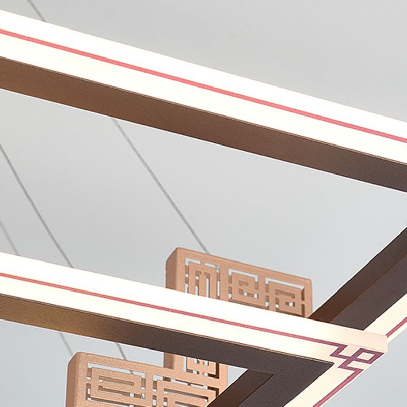 Brown Aluminum Hanging Pendant Lights Contemporary Hanging Lamps for Tea House