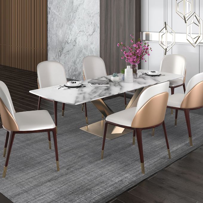 Armless Dining Chairs Modern Faux Leather Side Chairs for Home