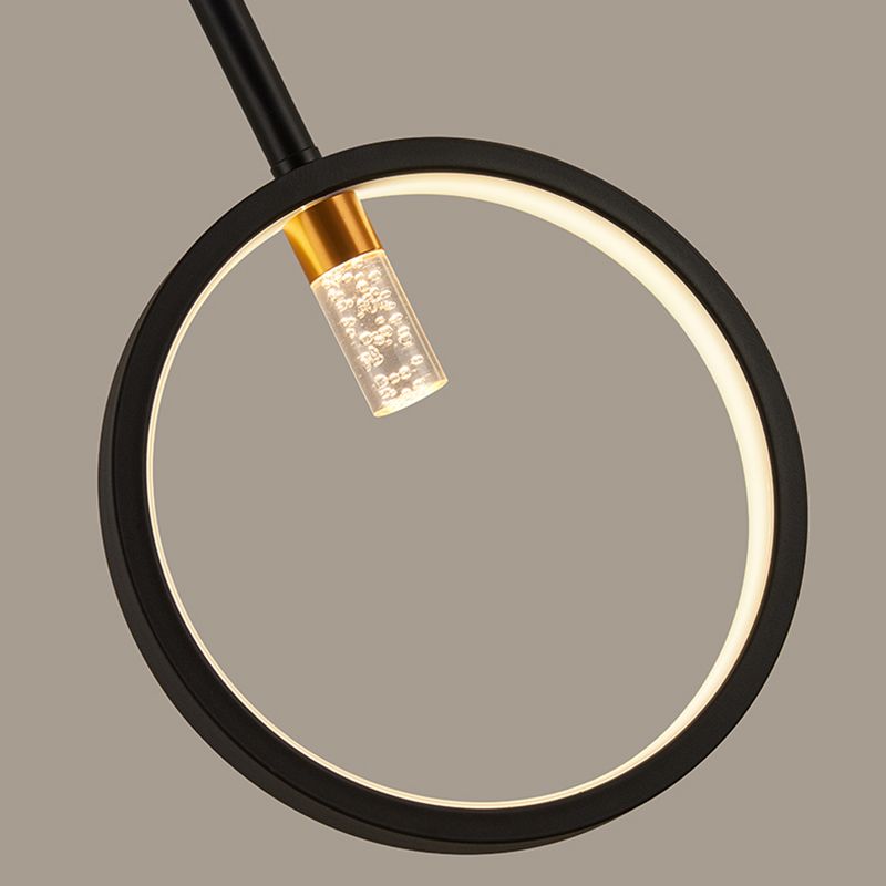 Luce a sospensione moderna creativa dell'isola lineare in ferro annessato Luce a soffitto a LED con ombra acrilica