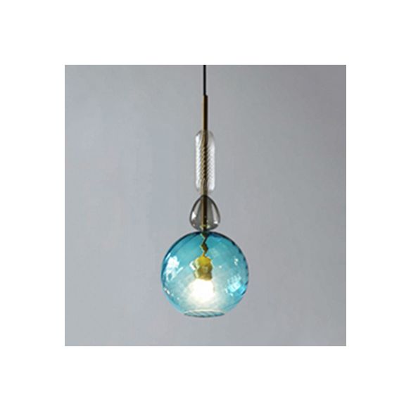 Pink/Blue/Amber Globe/Cylindrical/Dome Suspension Pendant Modernist 1 Light Smooth/Water Glass Hanging Ceiling Light