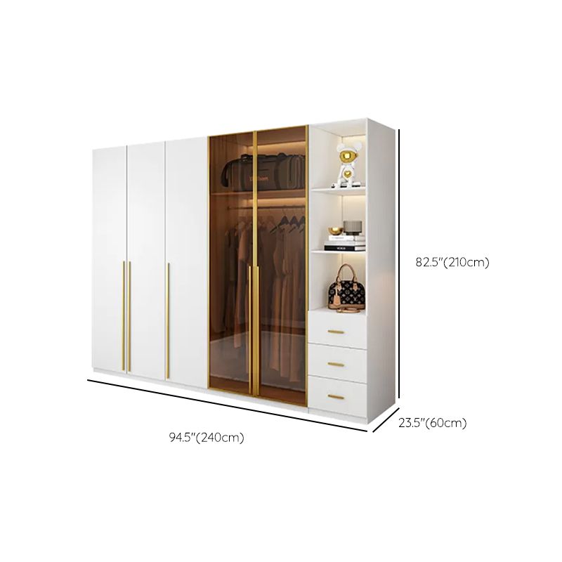 Modern Freestanding Wardrobe Wood Frame Wardrobe with Tempered Glass Doors