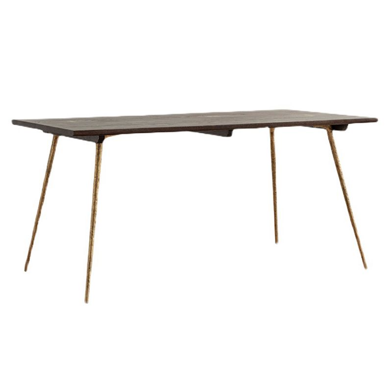 Glam Style Oak Wood Dining Table 4 Legs Table for Living Room