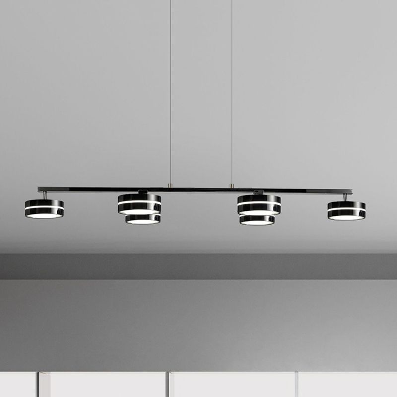 Metal and Acrylic Kitchen Island Fixture in Black LED Linear 5 / 6 - Head Pendant Ceiling