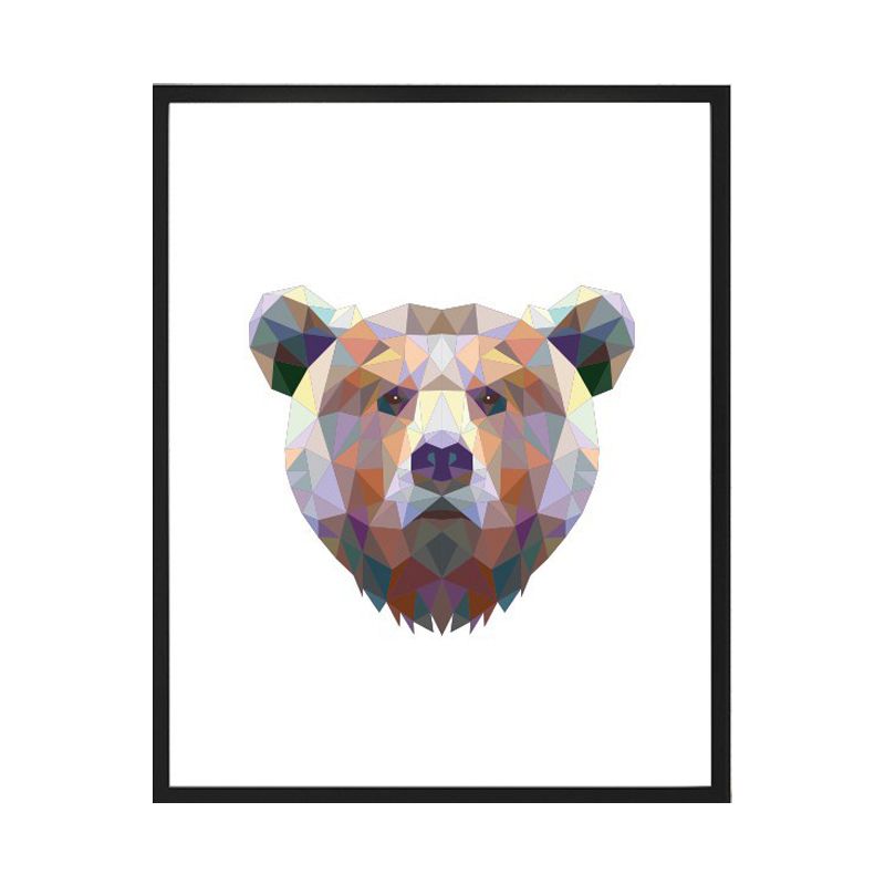 Textured Brown Canvas Print Modernist Bear Head Wall Decor, Multiple Size Available