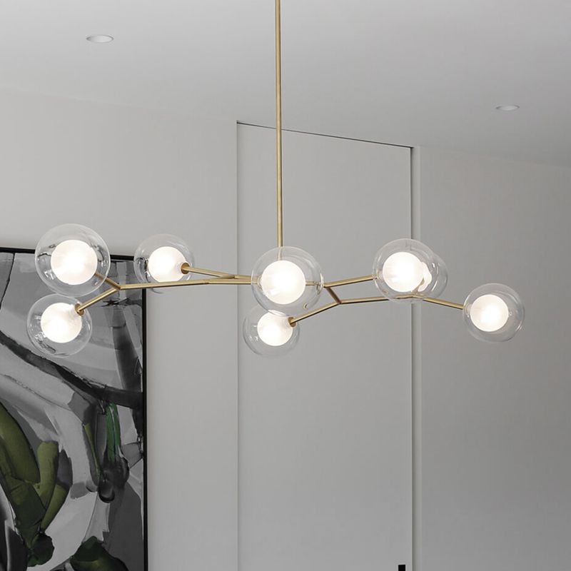 Nordic Modern Dining Island Light Glass Shade Chandelier Light Fixture for Dining Room