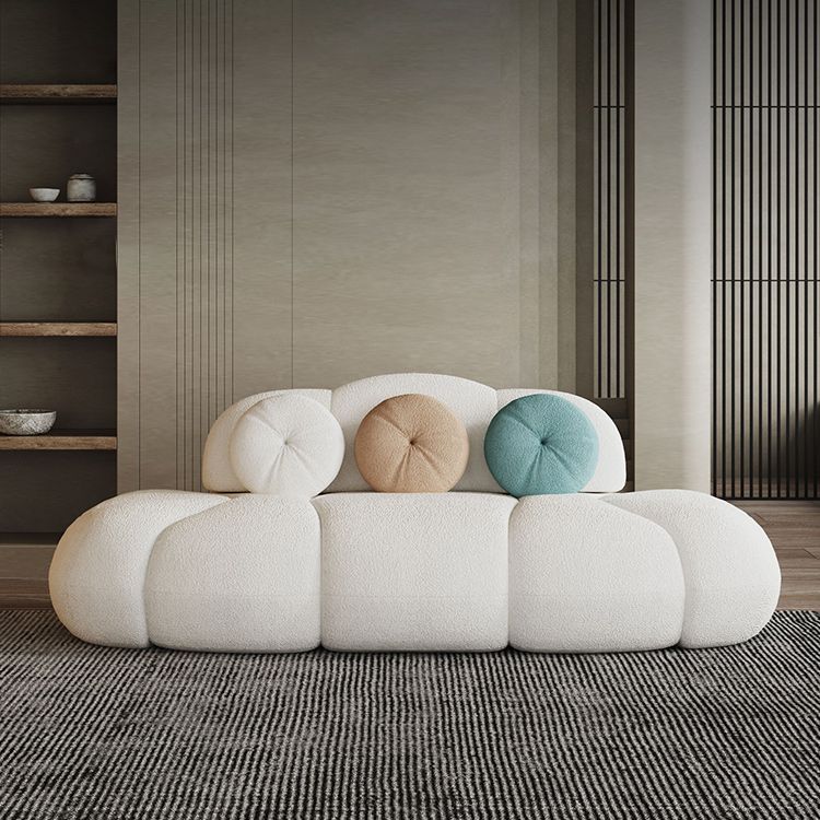 Contemporary Armless Sofa Wool Cloud-Shaped Seating in Cream