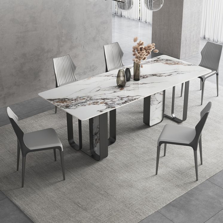 Modern Style Rectangle Sintered Stone Table Set 1/3/4/5 Pieces Dining Set