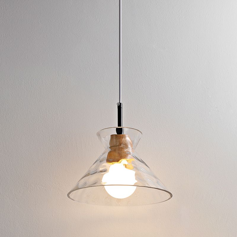 Lampe de suspension noire en verre d'ondulation dans un style artistique moderne en fer forgé